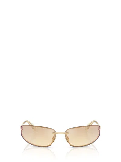 Miu Miu Womens Gold Mu A50s Oval-frame Metal Sunglasses In Yellow Gradient Silver