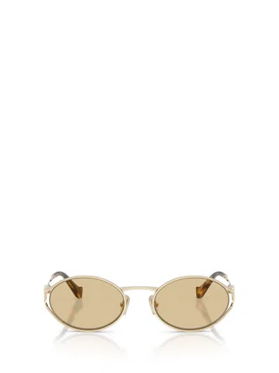 Miu Miu Mu 52ys Metal Oval Sunglasses In Brown
