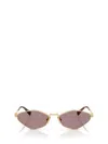 Miu Miu Metal Geometric Oval Sunglasses In Gold