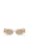 Miu Miu Logo Oval Acetate Sunglasses In Sand Transparent