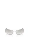 Miu Miu Silver Rimless Metal Oval Sunglasses In Silver