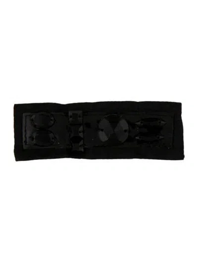 Pre-owned Miu Miu Fabric & Crystal Brooch In Black