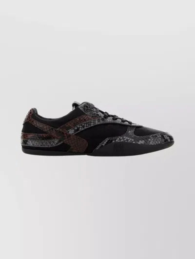 MIU MIU FABRIC AND LEATHER LOW-TOP SNEAKERS