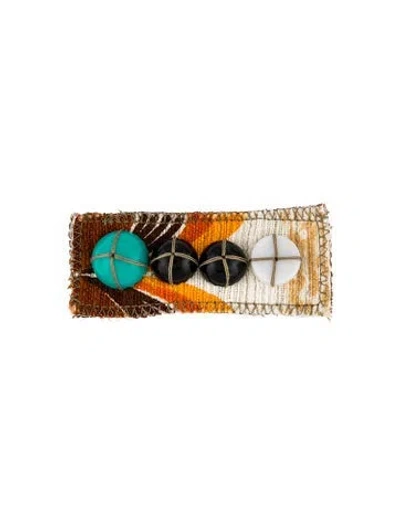 Pre-owned Miu Miu Fabric & Resin Bead Brooch In Multicolor