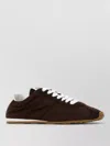 Miu Miu Fabric And Suede Low Top Sneakers Contrast Sole In Brown