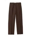 Miu Miu Womens Cacao Drawstring Striped-panel Stretch-woven Trousers In Brown