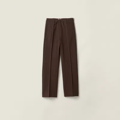 Miu Miu Fabric Stitch Knit Pants In Brown