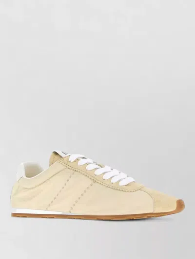 Miu Miu Cream Fabric And Suede Mini Sneaker For Women In Neutral