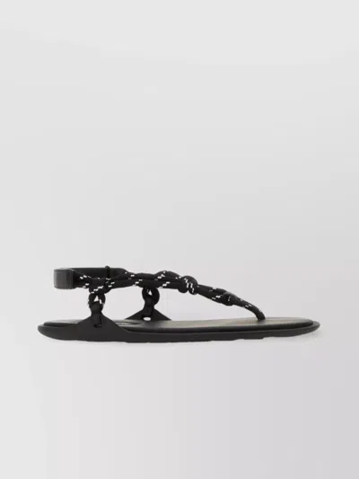 Miu Miu Fabric Thong Sandals Braided Strap In Black