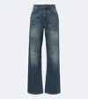 Miu Miu High Waist Wide Leg Denim Trousers In Blue