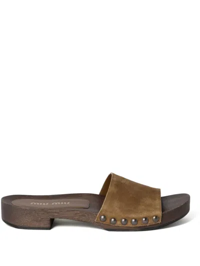 MIU MIU FADED-SUEDE CLOGS