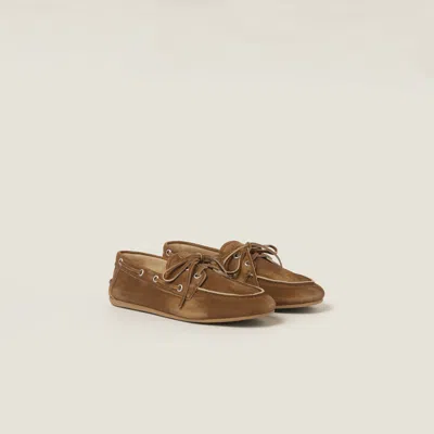 MIU MIU FADED UNLINED SUEDE LOAFERS