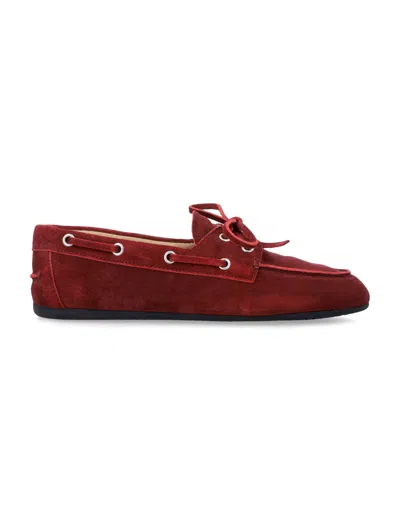Miu Miu Faded Unlined Suede Loafers In Red