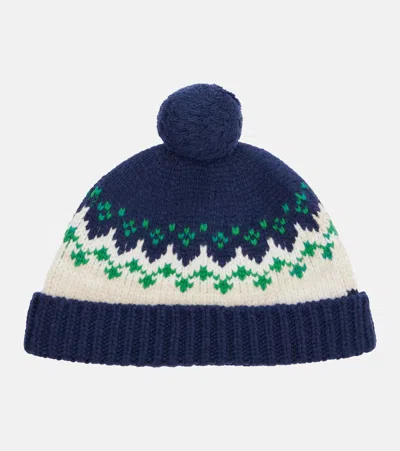 Miu Miu Fair Isle Virgin Wool Beanie In Blue