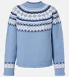 Miu Miu Fair Isle Virgin Wool Jacquard Sweater In Blue