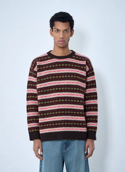 Miu Miu Fairisle Sweater In Brown