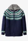 Miu Miu Wool Oversized Cardigan High Collar Patterned In Blue