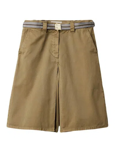 Miu Miu Logo Embroidered Mini Skirt In Oliva