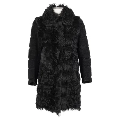 Pre-owned Miu Miu Fall/winter 2012 Black Dyed Shearling Coat It 40
