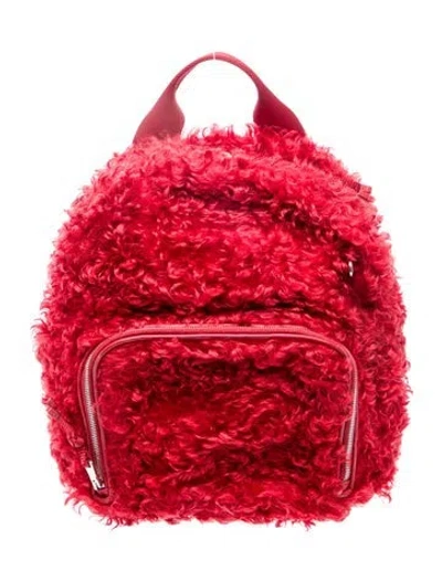 Pre-owned Miu Miu Faux Fur Backpack In Red