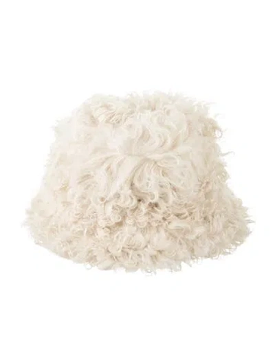 Pre-owned Miu Miu Faux Fur Bucket Hat In Neutrals