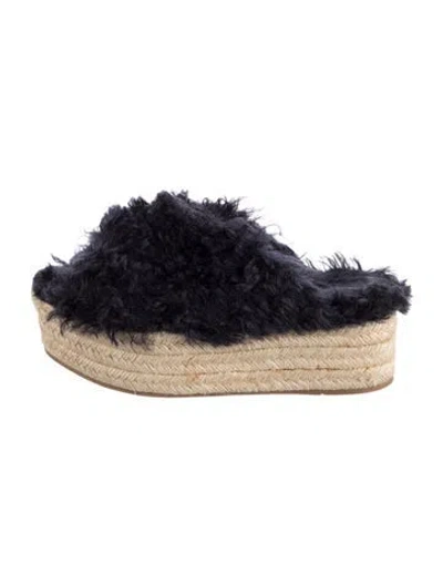 Pre-owned Miu Miu Faux Fur Espadrilles In Blue