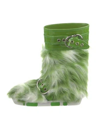 Pre-owned Miu Miu Faux Fur Patterned Snow Boots In Multi