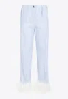 Miu Miu Light Blue Cotton Pants In Blue
