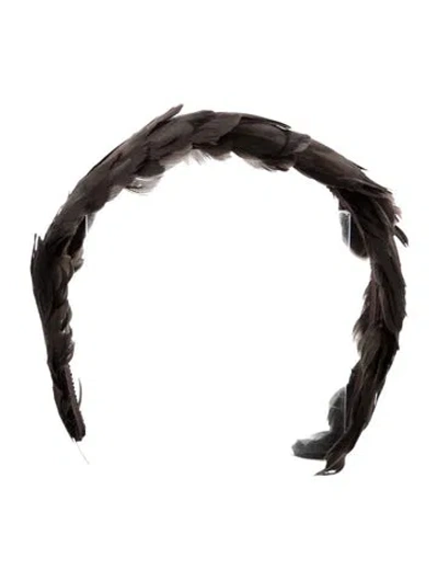 Pre-owned Miu Miu Feather Headband In Brown