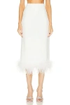 Miu Miu Stretch Cady Skirt With Feathers In Bianco