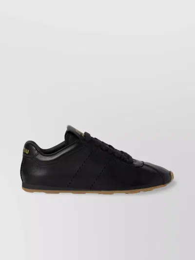 Miu Miu Feather Nappa Leather Sneakers In Black