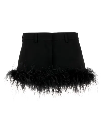 MIU MIU FEATHER-TRIM MINISKIRT