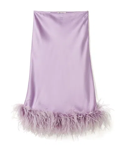 MIU MIU MIU MIU LOGO-EMBROIDERED MIDI SKIRT