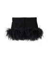 Miu Miu Feather-trimmed Grain De Poudre Miniskirt In Black