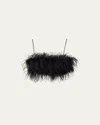 Miu Miu Feather-trimmed Wool Tank Top In Black