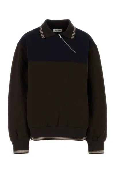 Miu Miu Colour-block Viscose Sweatshirt In Black