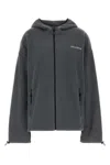 Miu Miu Hooded Jacket Elasticated Cuffs Drawstring Hem In Gray