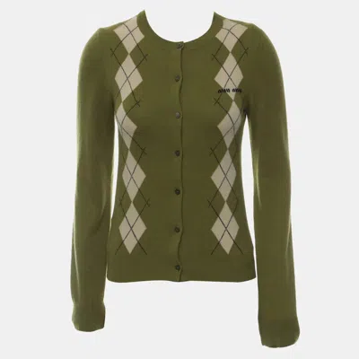 Pre-owned Miu Miu Fern Cashmere Button-up Cardigan