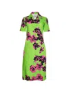 Miu Miu Floral-print Poplin Shirt Dress In Green