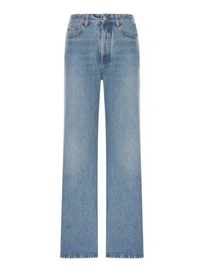 Miu Miu Five Pocket Straight Leg Jeans In Blue