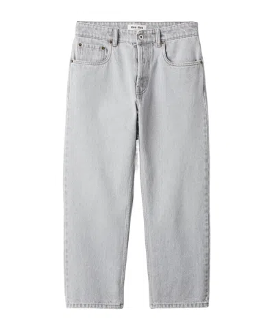 Miu Miu Five-pocket Denim Jeans In Grey