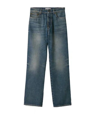 Miu Miu Straight Leg Cotton Denim Five Pocket Jeans In Blue