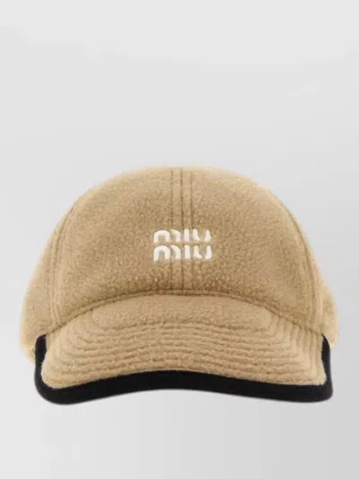 Miu Miu Flannel Baseball Cap In Brown