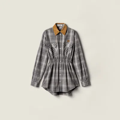 Miu Miu Flannel Mini-dress In Gray