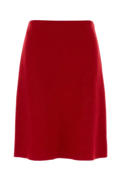 Miu Miu Flannel Wool Mini Skirt In Red