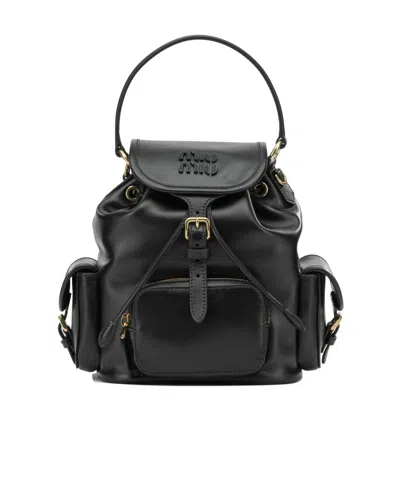 Miu Miu Flap Backpack In Black