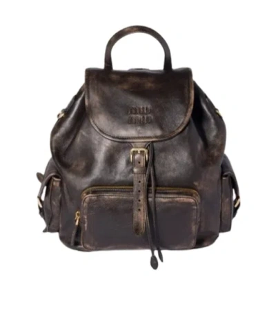 Miu Miu Flap Backpack In Black