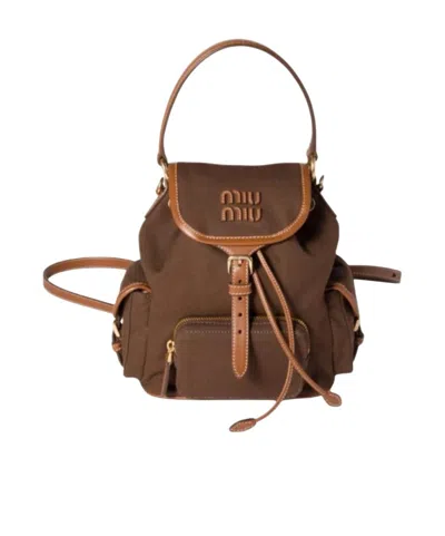 Miu Miu Flap Backpack In Brown