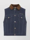 Miu Miu Flap Pocket Denim Jacket With Flock Collar In Blue
