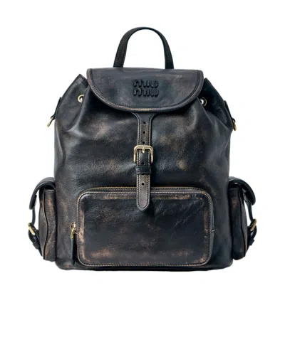 Miu Miu Flap-top Backpack In Black